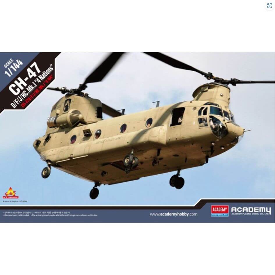 Academy 1/144 CH-47 D/F/J/HC. Mk.1 - 4 Nations Chinook Kit 12624