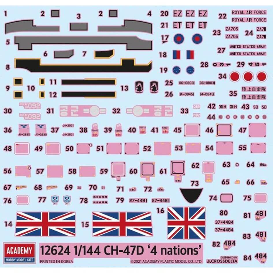 Academy 1/144 CH-47 D/F/J/HC. Mk.1 - 4 Nations Chinook Kit 12624