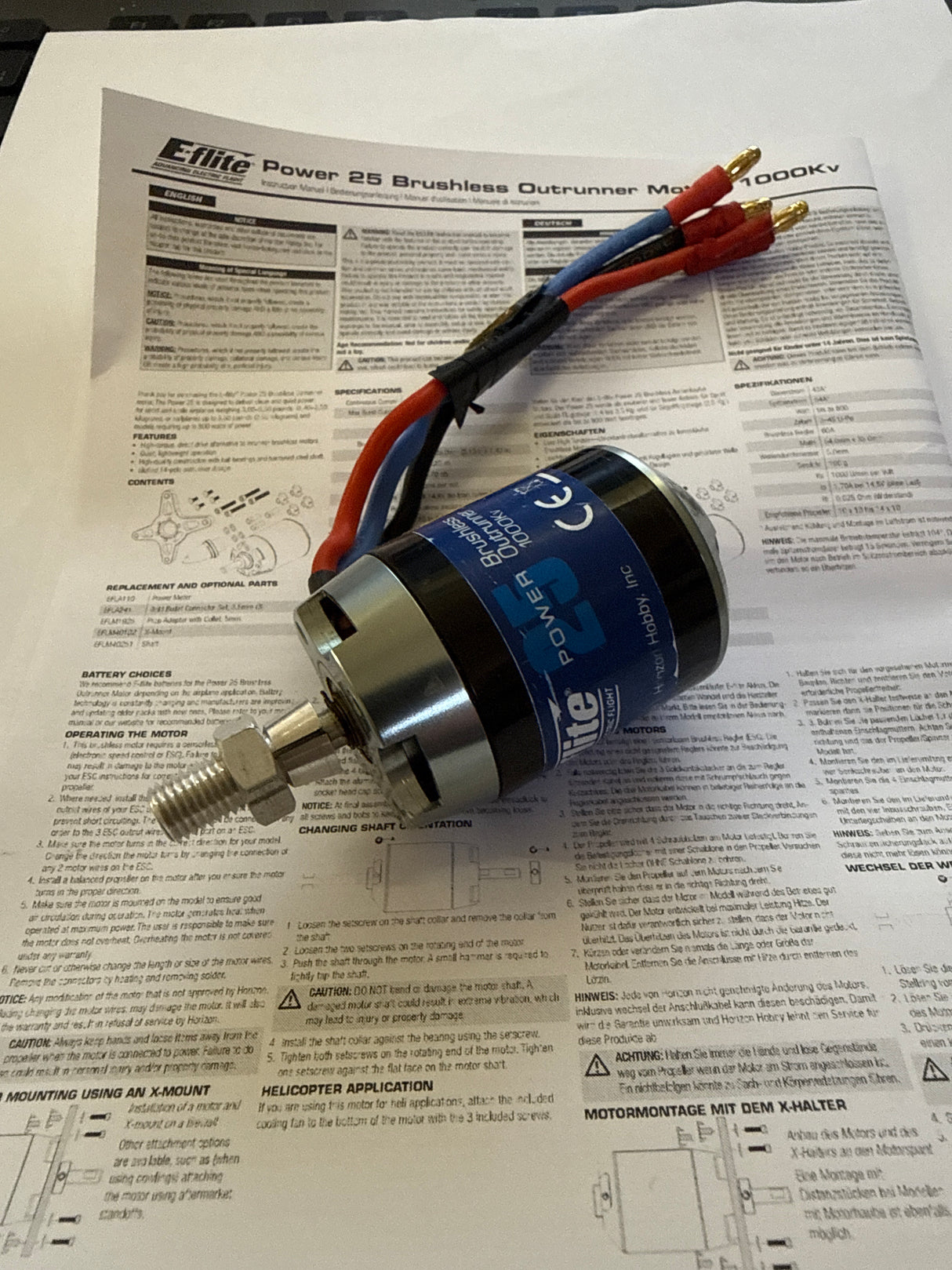 E-flite Power 25 Brushless Outrunner Motor - 1000Kv - 3mm Bullet - SECOND HAND