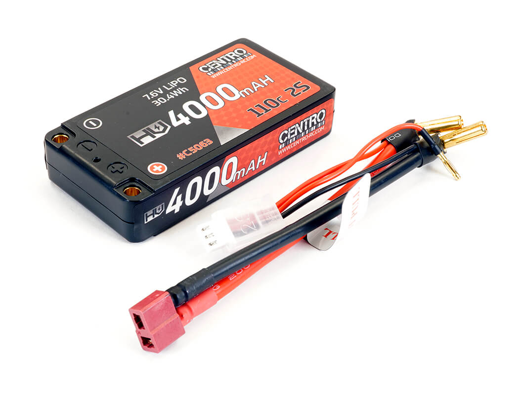 CENTRO HV 2S 4000MAH 7.6V 110C HARDCASE LP SHORTY LIPO (5MM)