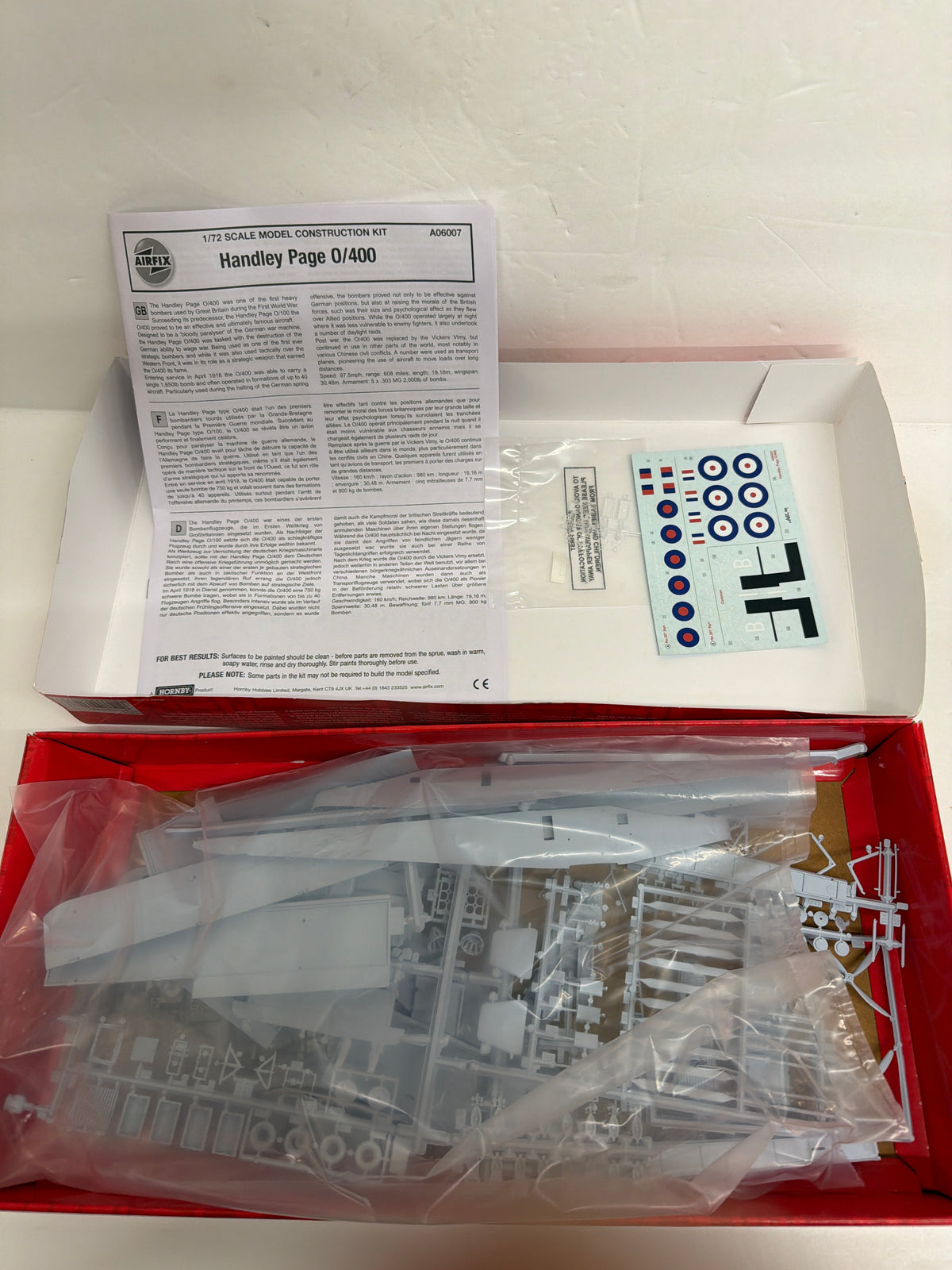 Airfix Plastic Model Kit Handley Page 0/400 1/72