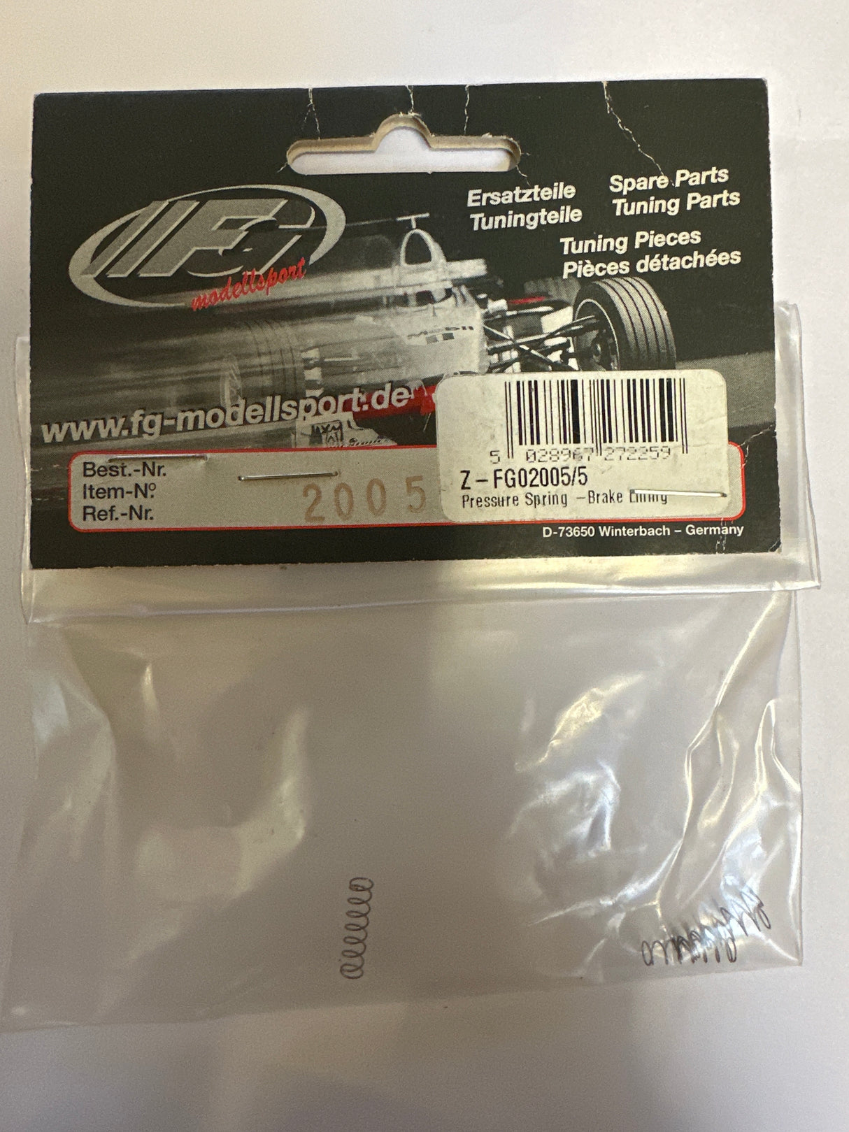 FG Modellsport RC Car Spares Presure Spring - Brake Lining 02005/5 (Box 83)
