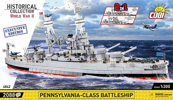 COBI  PENNSYLVANIA - CLASS BATTLESHIP 2 IN 1 ARIZONA (BB-39) USS PENNSYLVANIA (BB-38) -EXECUTIVE EDITION 2100 PCS HC WWII  4842