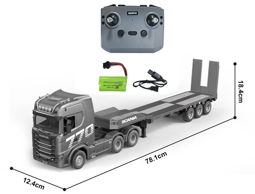 HUINA 1/24 SCANIA 770S RC TRUCK & TRAILER SET RTR - Silver - Pre Order - Expected late August
