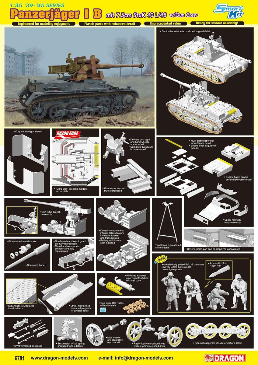 DRAGON Panzerjager IB mit 7.5cm StuK 40 L/48 with Gun Crew