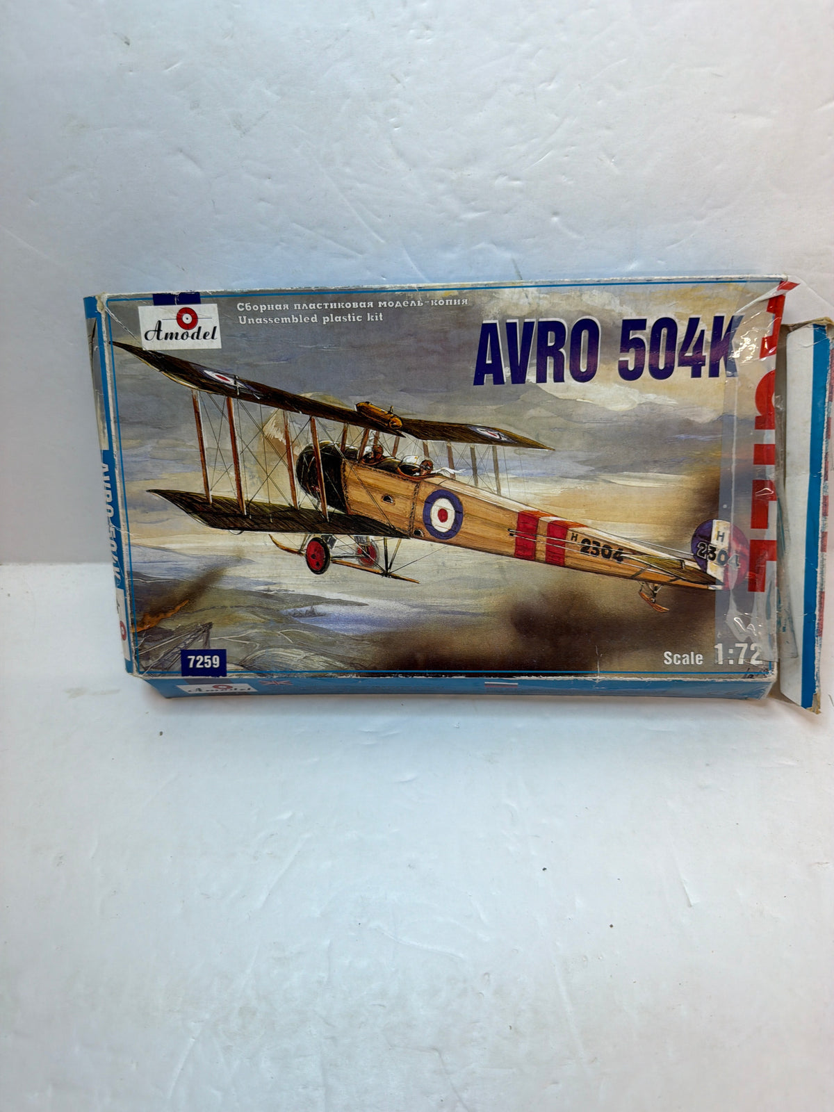 Avro 504K Zeppelin Killer — Amodel 1/72 Plastic Model Kit Vintage damaged box