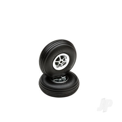 Dubro 2.25in Diameter Chrome Treaded Wheels (2 pcs)