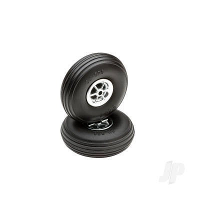 Dubro 2.5in Diameter Chrome Treaded Wheels (2 pcs)