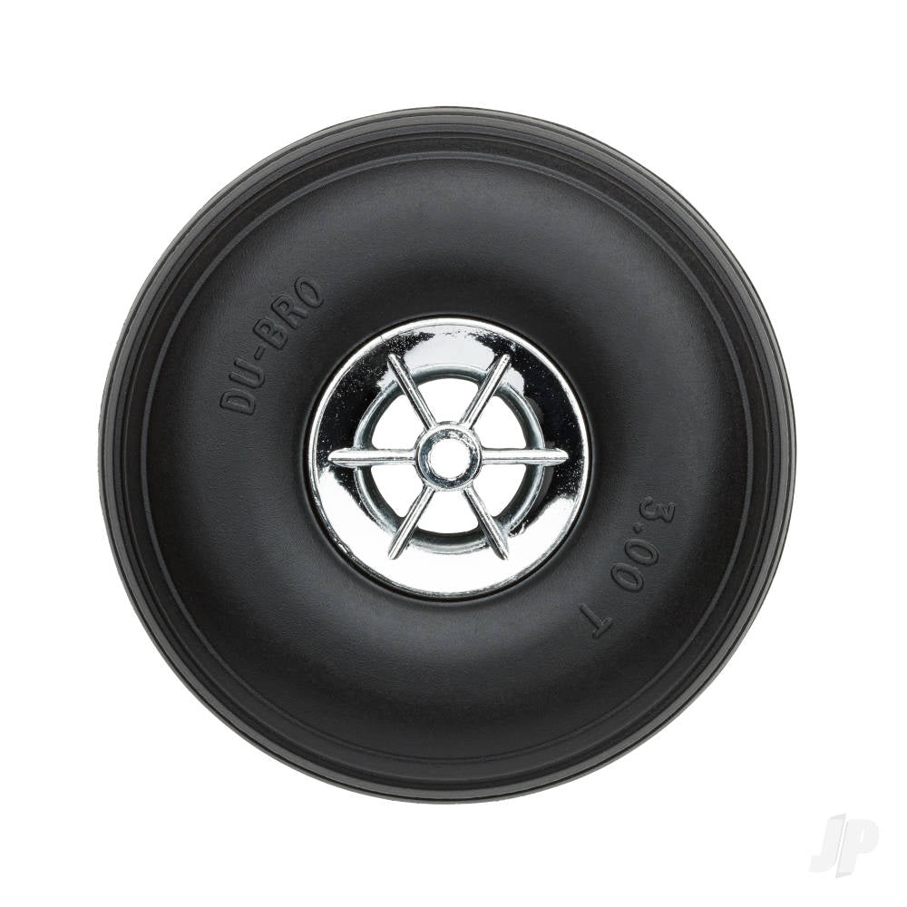Dubro 3in Diameter Chrome Treaded Wheels (2 pcs)