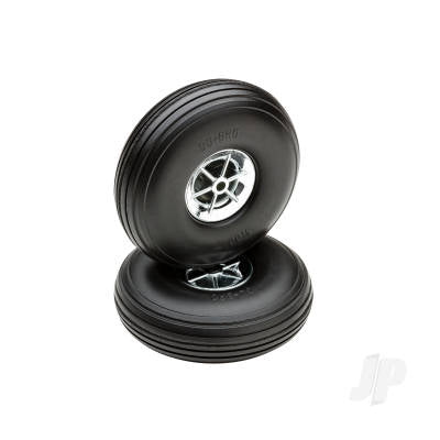 Dubro 3in Diameter Chrome Treaded Wheels (2 pcs)