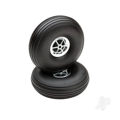 Dubro 3.25in Diameter Chrome Treaded Wheels (2 pcs)