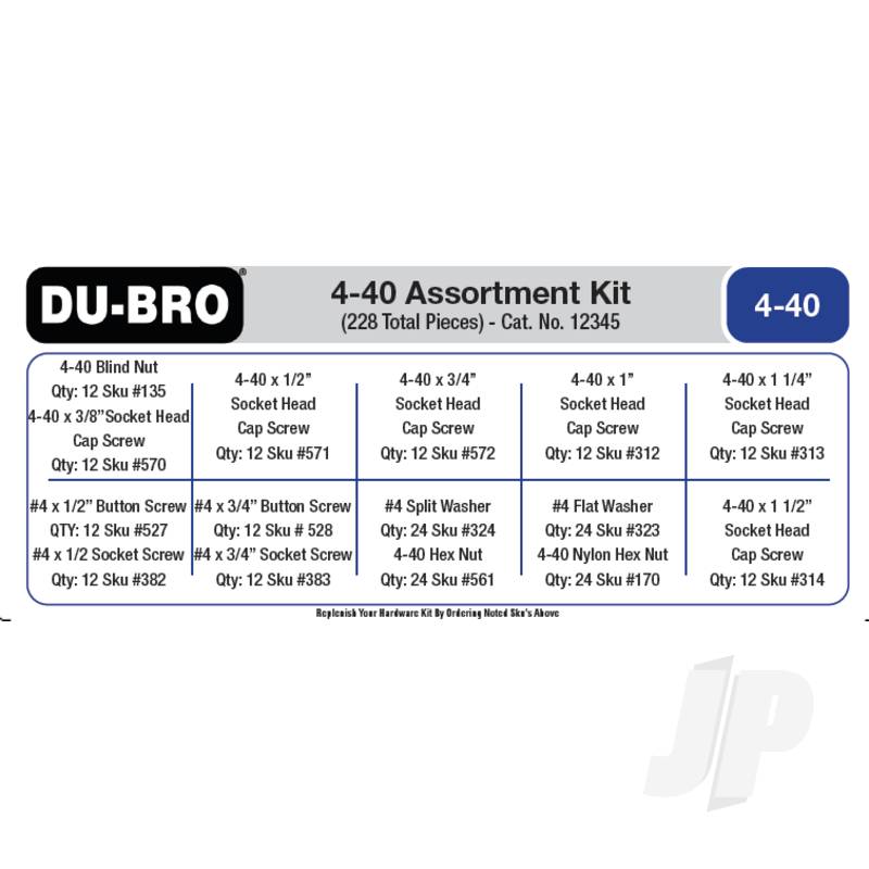 Dubro 4-40 Hardware Assortment Kit (228 pcs set)