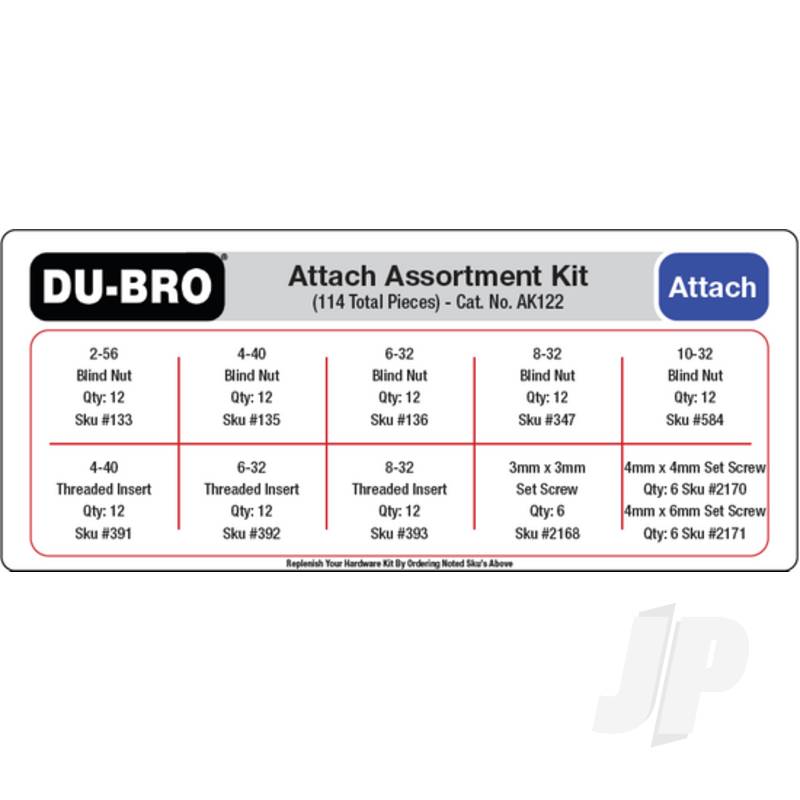 Dubro Attachments Assortment Kit (114 pcs set)