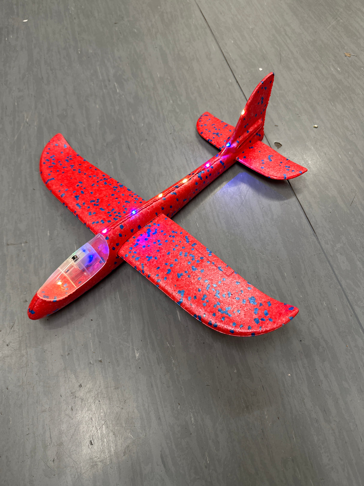 LED Hand Launch Glider in red with blue dots