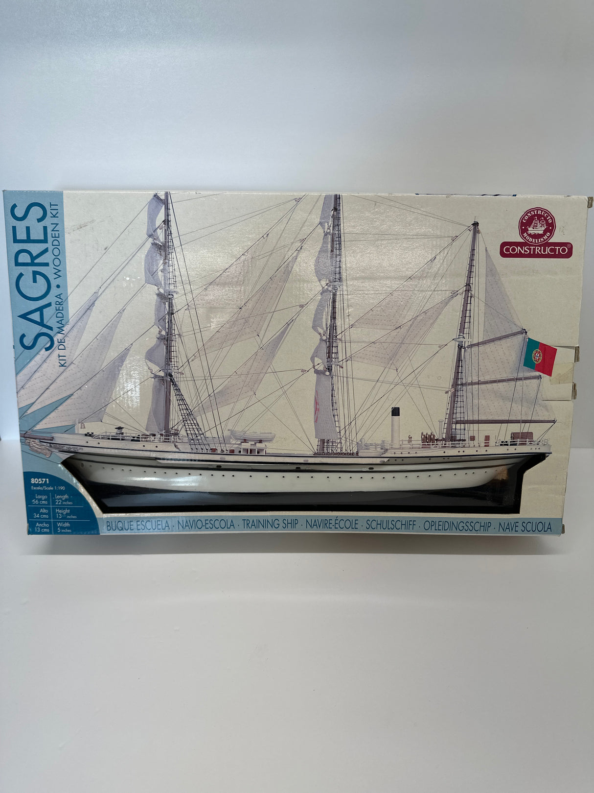 Constructo Wooden & Plastic Model Ship Kit Sagres 1:190 22 inches long 80571 Fadded box