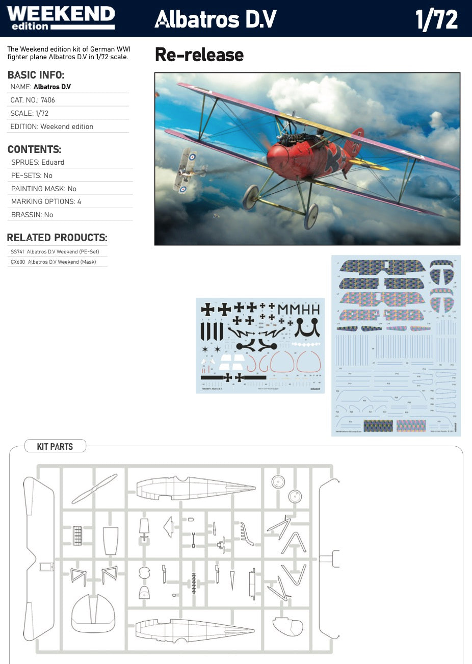 Eduard 1/72 Albatros D.V kit 7406