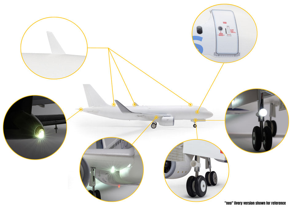 E-Flite Airbus A320neo Twin 64mm EDF BNF Basic w/AS3X+ SAFE - White Finish - FOR PRE ORDER - EXPECTED SEPTEMBER (Copy) (Copy)