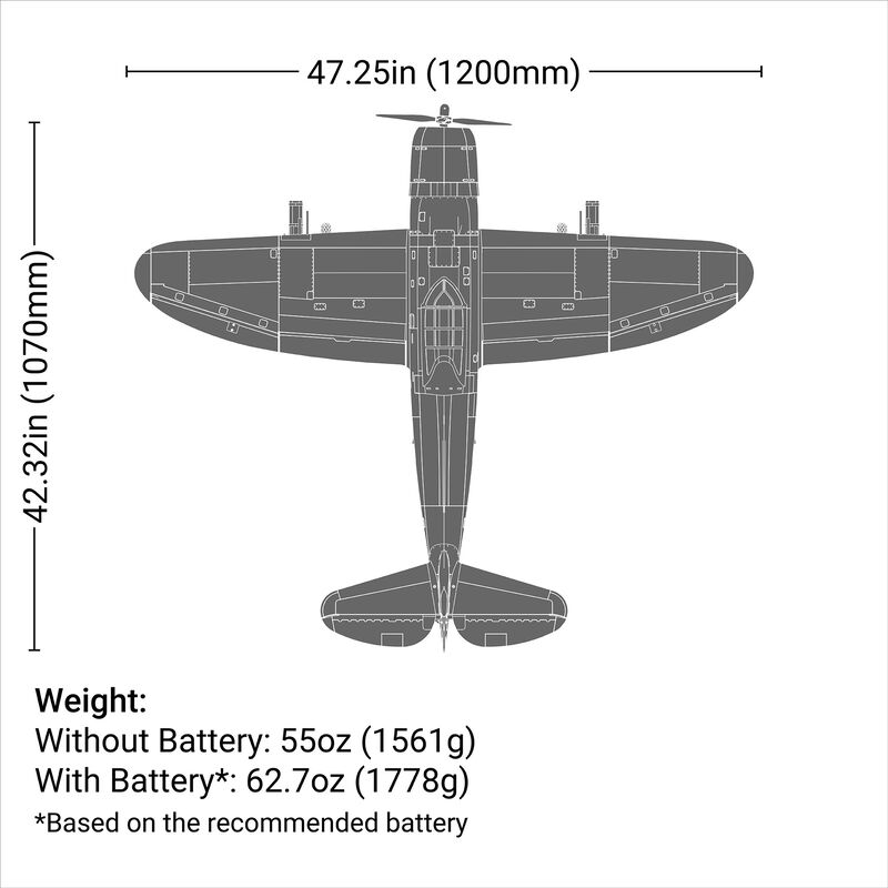 E-Flite P-47 Razorback 1.2m BNF Basic with AS3X & SAFE Select