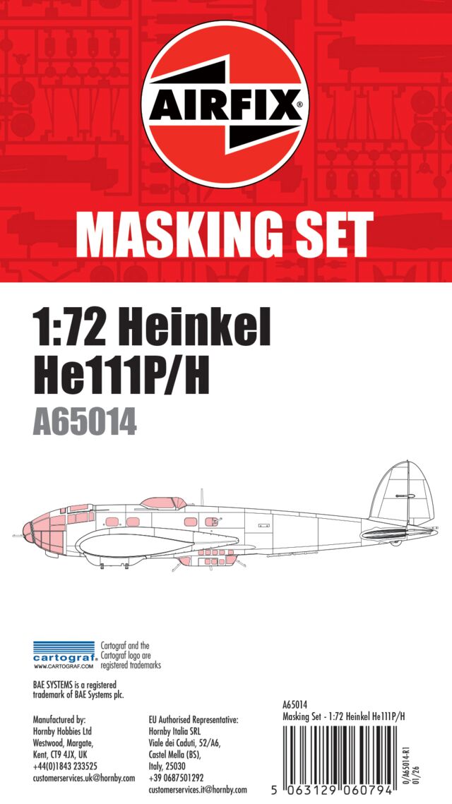Airfix Masking Set - Heinkel He111 - 1:72 Scale 1:72 Scale