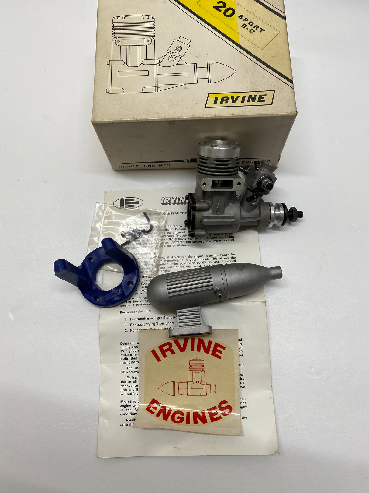 Irvine 20 Sport R/C engine with silencer - PRE OWNED