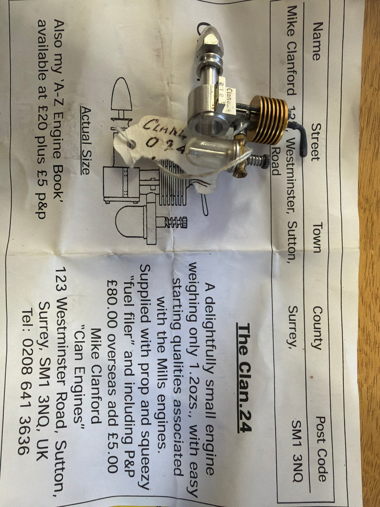 Clan 0.24 Vintage R/C Diesel Engine New  (Box 63)