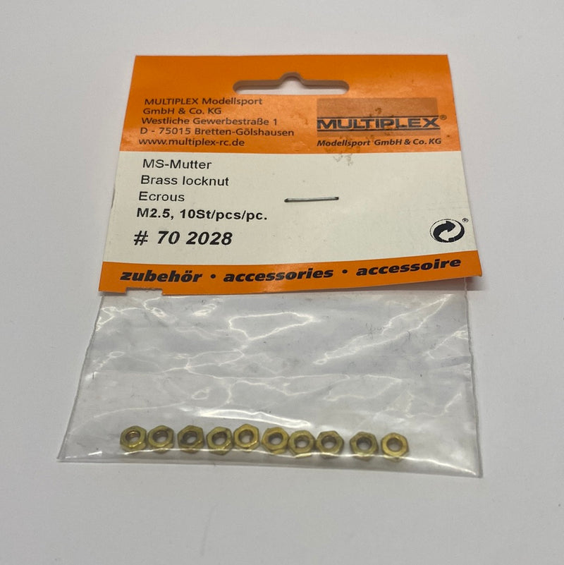 Multiplex M2.5 Brass Nuts (Pack of 10) 702028