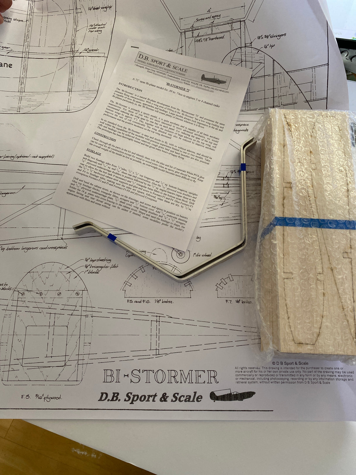 DB Models Bi-Stormer 72 Plan/Instruction/Cabane Struts and Laser cut Wing Ribs