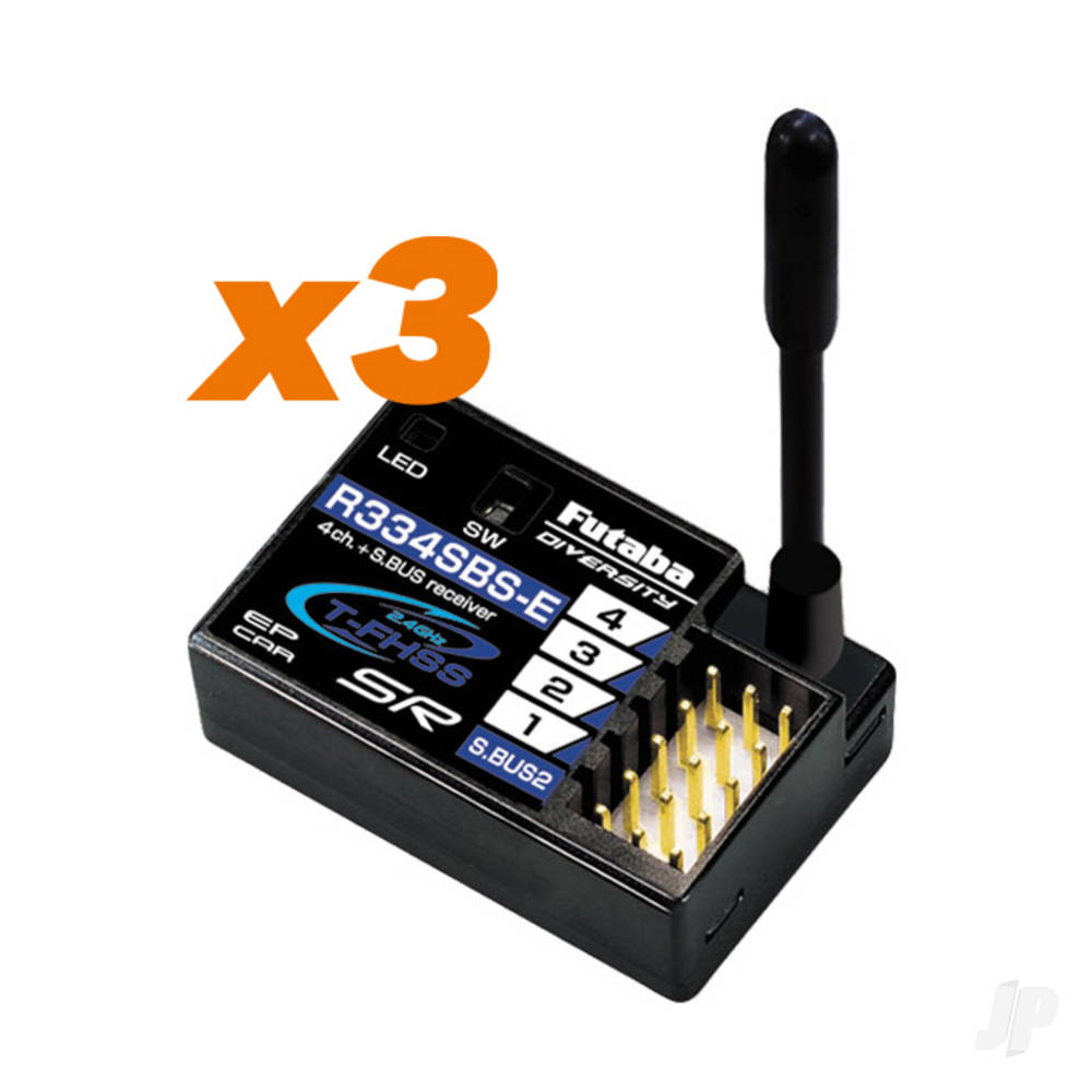 Futaba T4PM Plus 4-Channel Surface Radio with 3x R334SBS-E Rx
