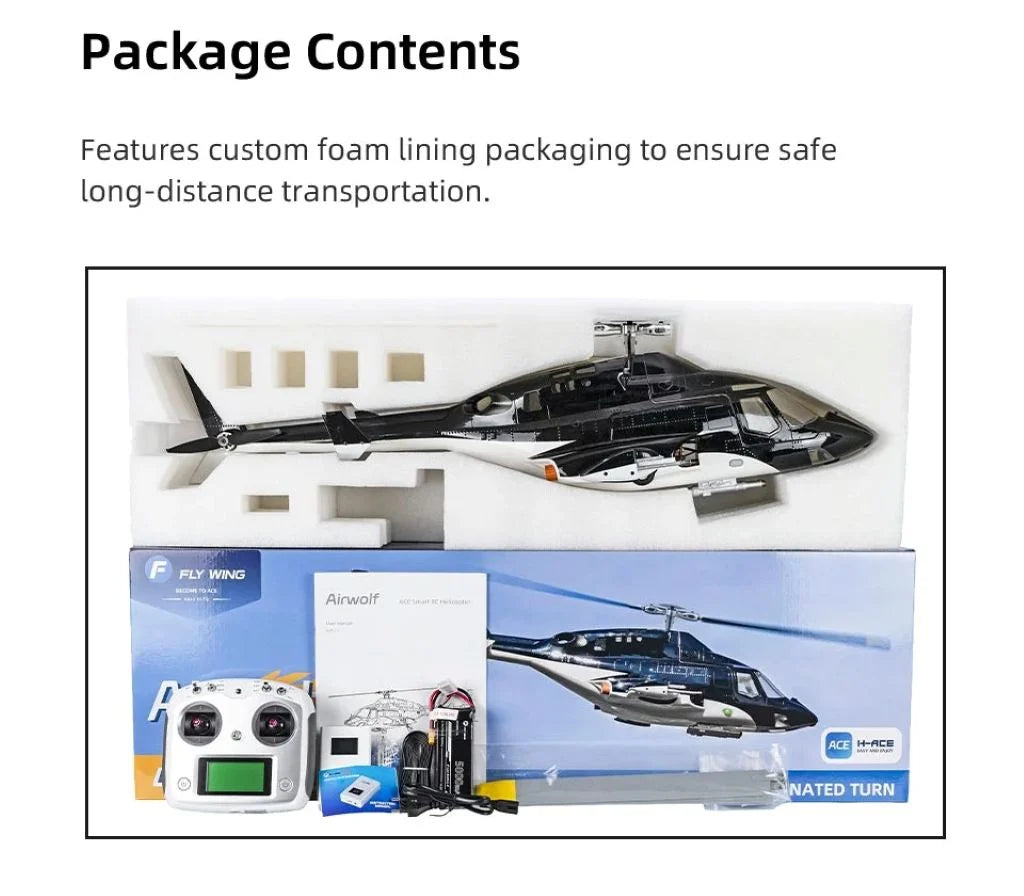 Flywing New Airwolf 470L 2 Blade ACE GPS/ATT RC Scale Helicopter (RTF) : FW-AIRWOLF-V2-RTF
