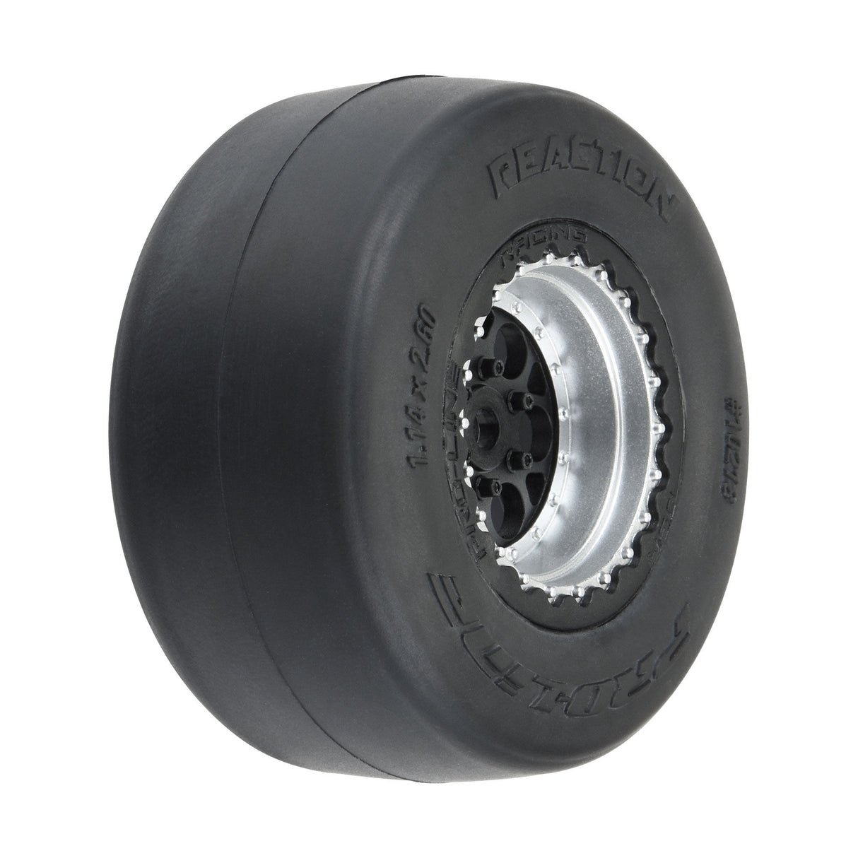 1/16 Reaction Rear Tires MTD 8mm Black/Silver (2): Losi Mini