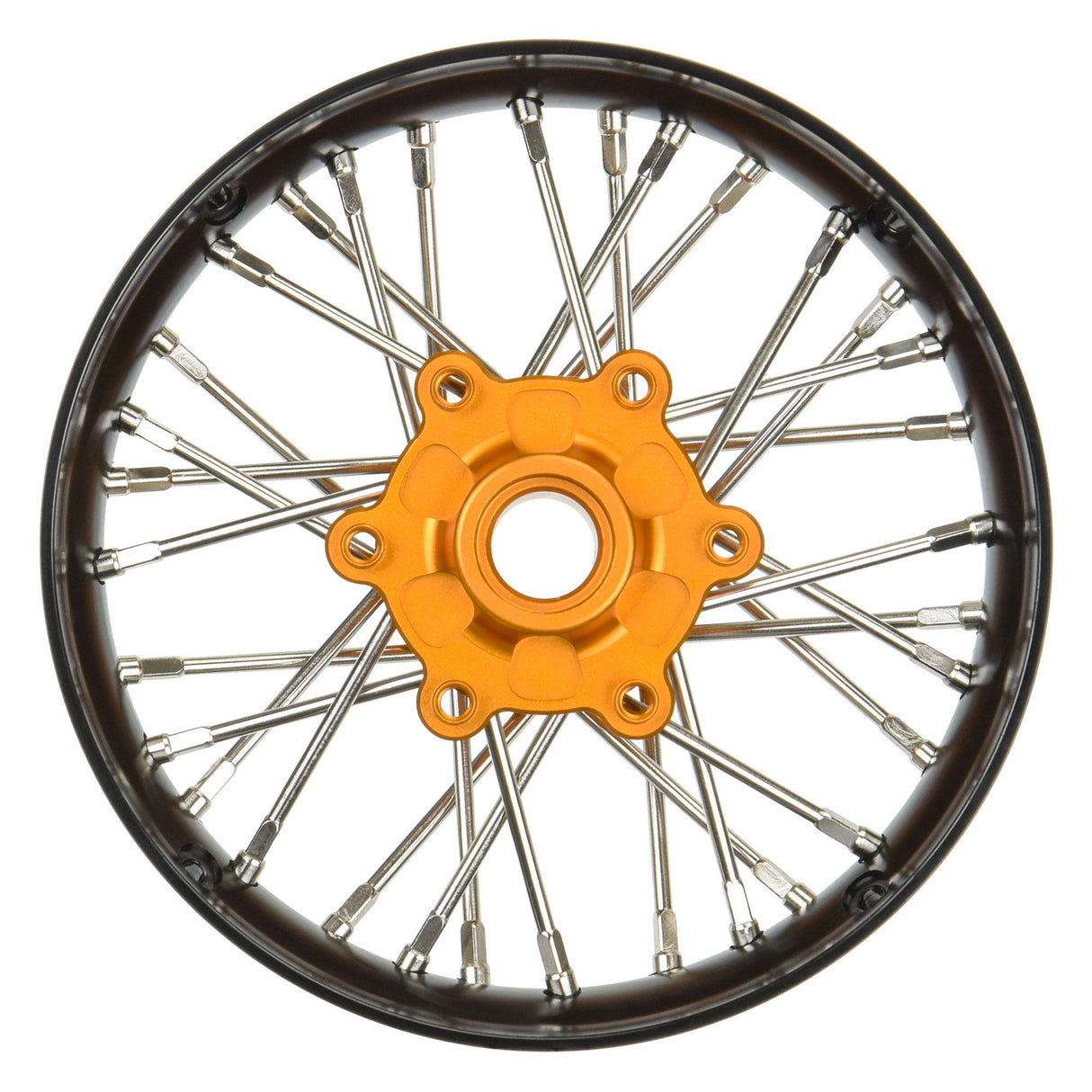 Proline 1/4 Pro-Spec Aluminum V2 Bead Front Wheel Black/Gold (1): Pr G-PRO284700T3