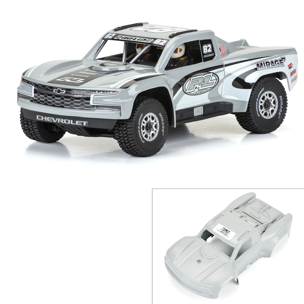 1/16 Pre-Cut 2019 Chevy Silverado Trophy Truck Clear Body: G