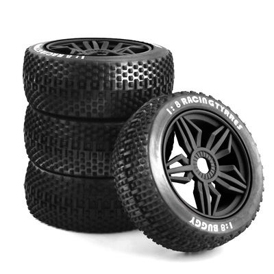 Buggy Wheel & Tyre (pk4) 1/8th Offroad Black