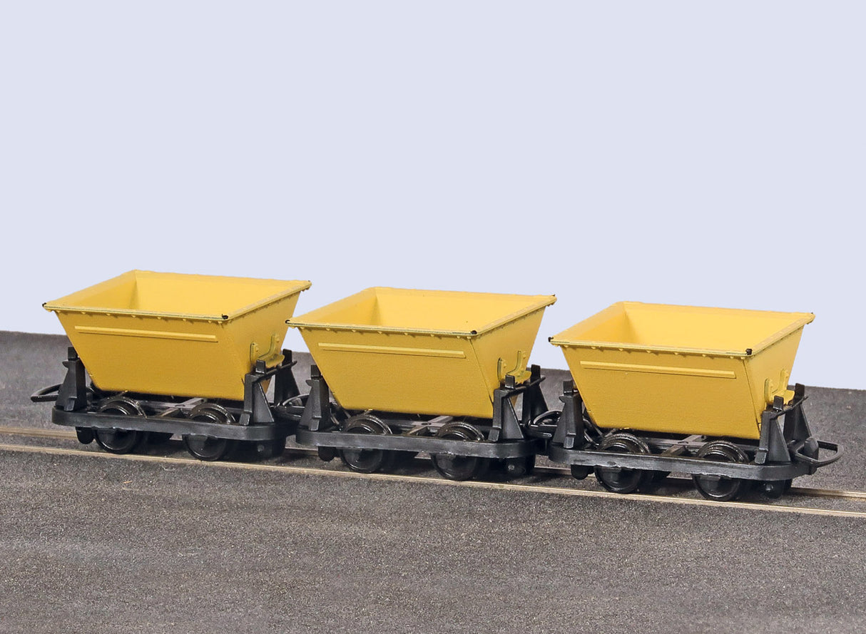 PECO GLT OO-9 V Skip Wagons - yellow