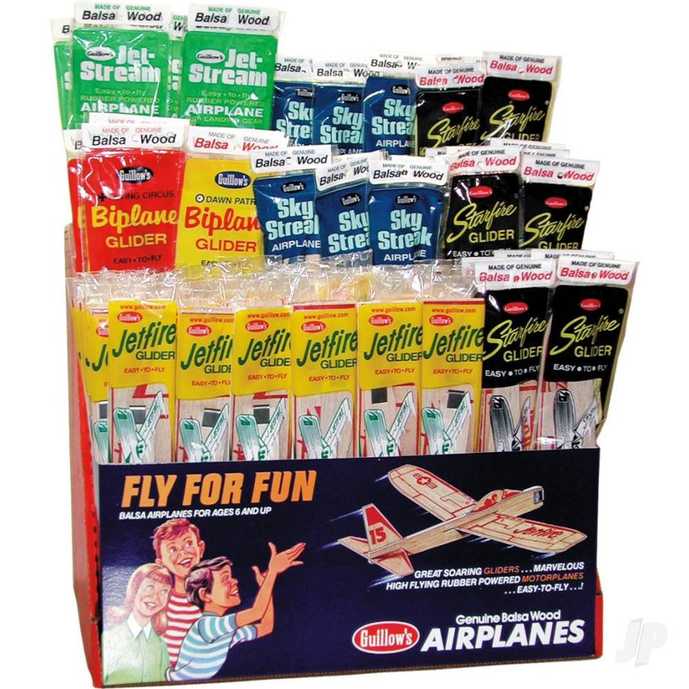 Balsa Planes 3-Tier 5-Assortment Combo Pack Display (120 pcs)