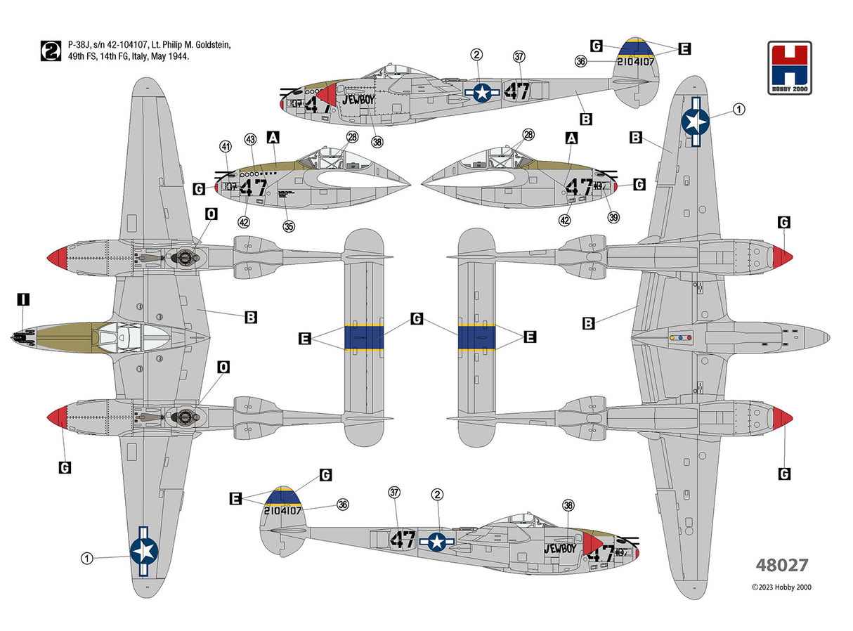 Hobby 2000 1/48 Lockheed P-38J Lightning ETO 1944 48027