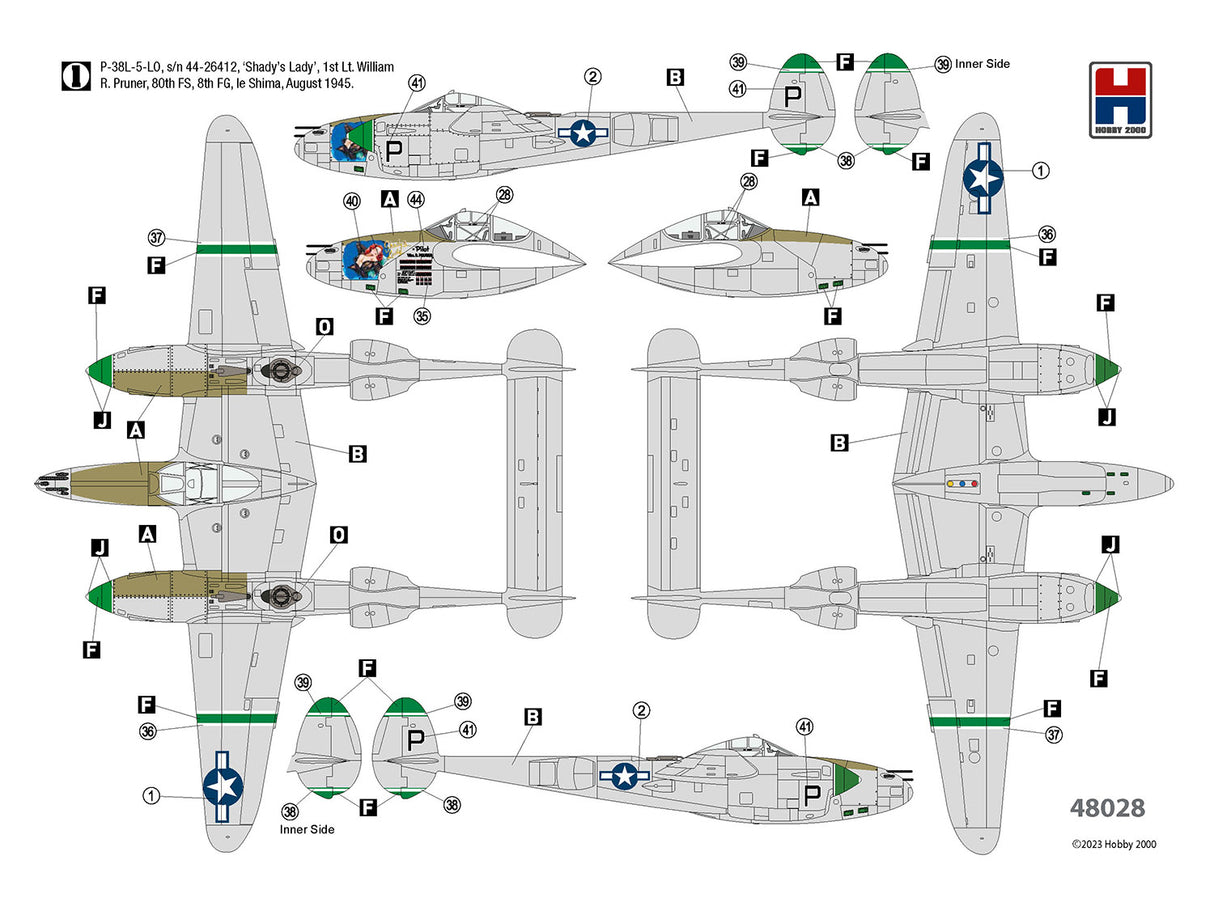 Hobby 2000 1/48 Lockheed P-38L Lightning 80th Fighter Squadron 48028