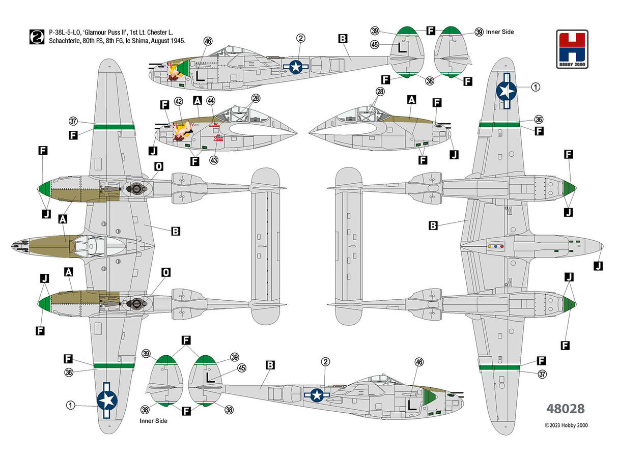 Hobby 2000 1/48 Lockheed P-38L Lightning 80th Fighter Squadron 48028