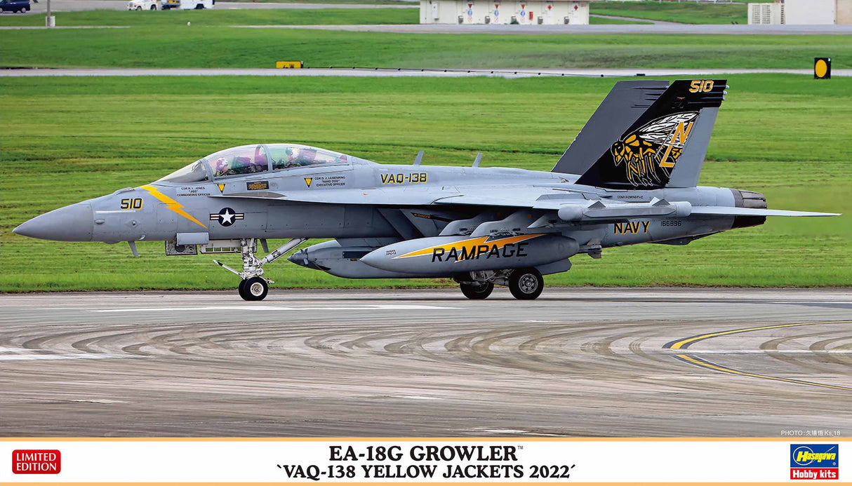 Hasegawa Model Kits - 1:72 EA-18G Growler VAQ-138 Yellow Jackets 2022 Kit