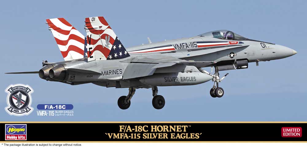 Hasegawa 1:72 F/A-18C Hornet VMFA-115 Silver Eagles And Patch Kit HA02471