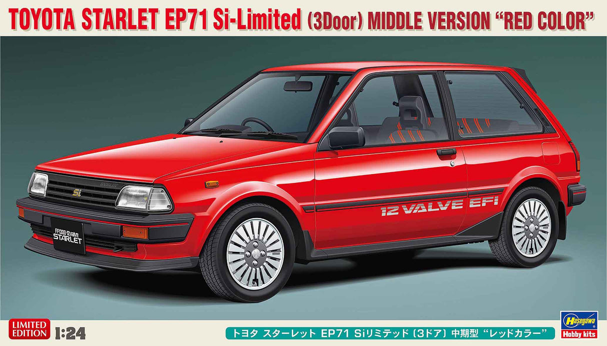 Hasegawa Model Kits - 1:24 Toyota Starlet EP71 SI-Ltd 3Door Red Kit