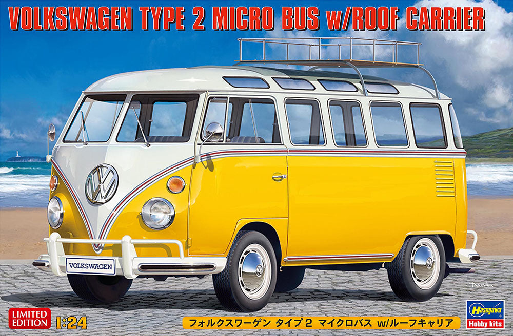 Hasegawa Model Kits - 1:24 Volkswagen Type 2 Micro Bus With Roof Carrier Kit HA20689