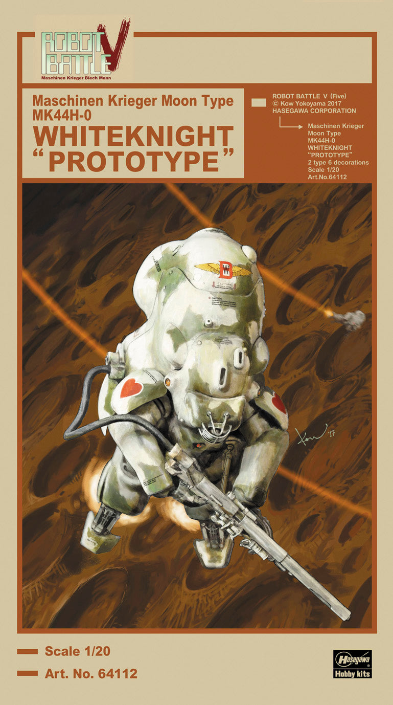 Hasegawa Model Kits - 1:20 Robot Battle V Maschinen Krieger Moon Type MK44H-0 Whiteknight Prototype Kit