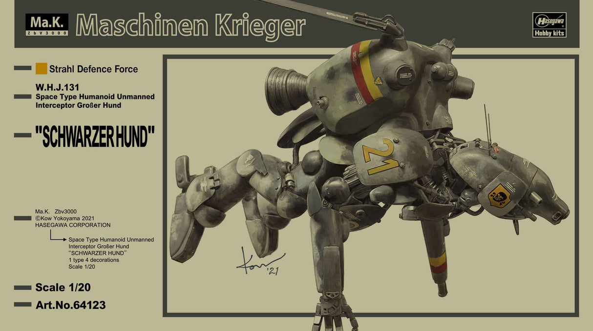 Hasegawa Model Kits - 1:20 Space Type Humanoid Unmanned Interceptor Grober Hund Schwarzer Hund Kit