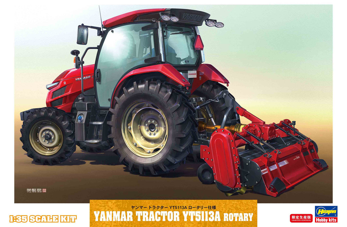 Hasegawa Model Kits - 1:35 Yanmar Tractor YT5113A With Rotary Attachment Kit