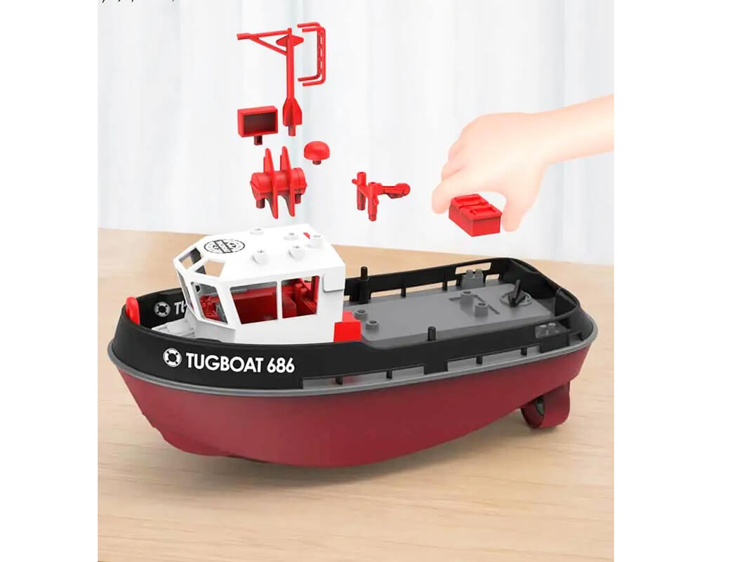 1:72 Mini Tugboat RTR Black (230mm) (HL3800-B)
