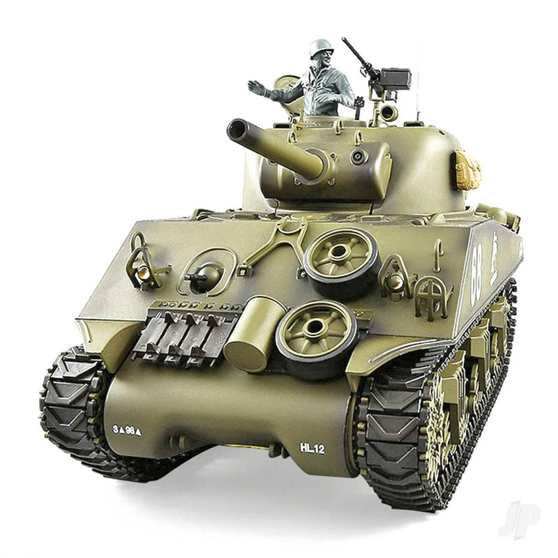 Heng Long 1:16 U.S. Medium Tank M4A3 Sherman with Infrared Battle System (2.4GHz + Shooter + Smoke + Sound + Metal Gearbox )
