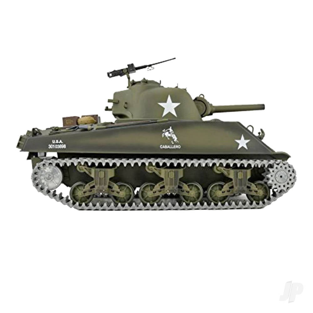 Heng Long 1:16 U.S. Medium Tank M4A3 Sherman with Infrared Battle System (2.4GHz + Shooter + Smoke + Sound + Metal Gearbox and Tracks)