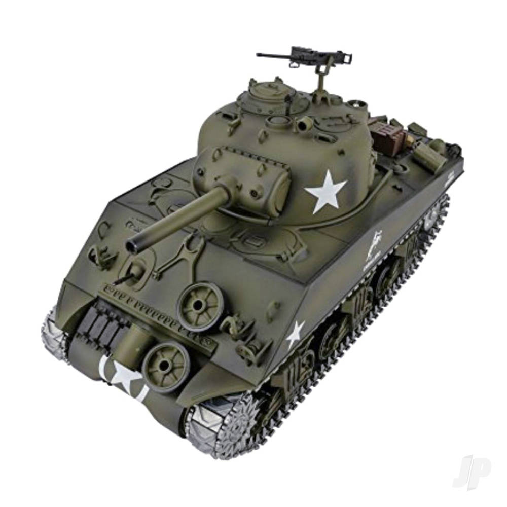 Heng Long 1:16 U.S. Medium Tank M4A3 Sherman with Infrared Battle System (2.4GHz + Shooter + Smoke + Sound + Metal Gearbox and Tracks)