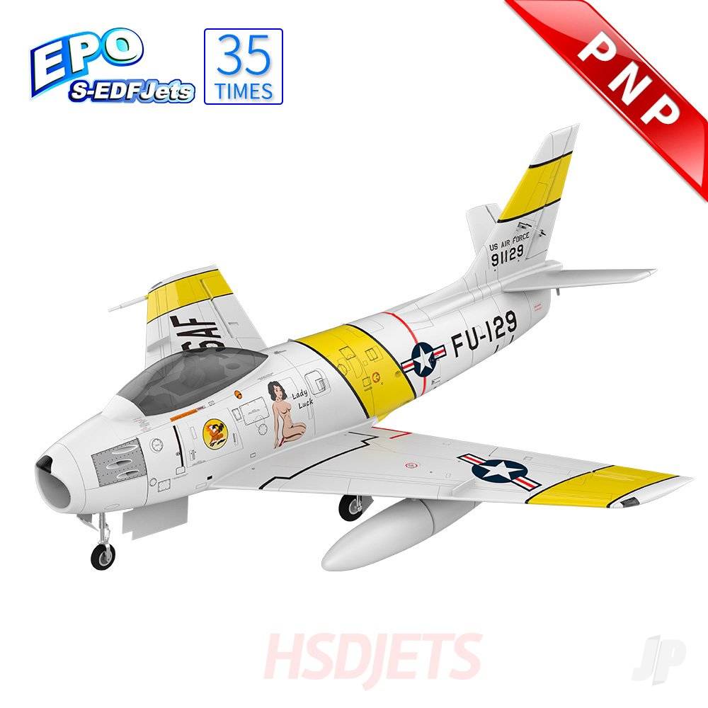 F-86 120mm EDF Foam Jet Yellow Ribbon (PNP 12S)